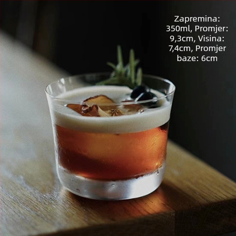 Koktel čaša japanskog stila, staklena, kapacitet 301–400 ml, mogućnost logotipa, jednostavan dizajn
