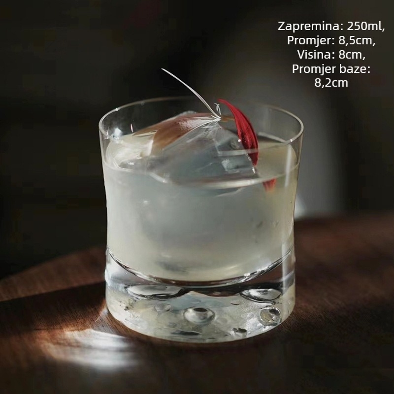 Koktel čaša japanskog stila, staklena, kapacitet 301–400 ml, mogućnost logotipa, jednostavan dizajn