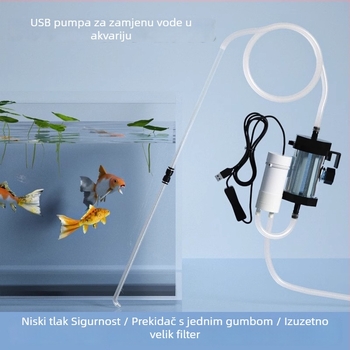 USB napajana pumpa za izmjenu vode u akvariju — automatsko usisavanje, PVC konstrukcija, masa 500 g