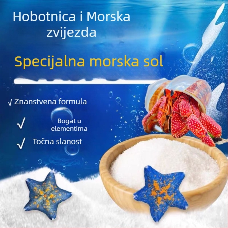 Sol za akvarij za morsko zvijezde i hermit rakove — prirodna morska voda, visoki kalcij, sigurno za meduze (Podrijetlo: Guangdong; Težina: 1; Materijal: Drugi; Kategorija: Oprema za akvarij)
