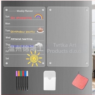 Dvostrana magnetska akrilna ploča za suho brisanje s visećim kalendarom