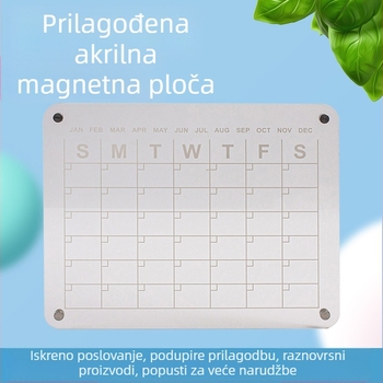 Dvostrana magnetska akrilna ploča za suho brisanje s visećim kalendarom
