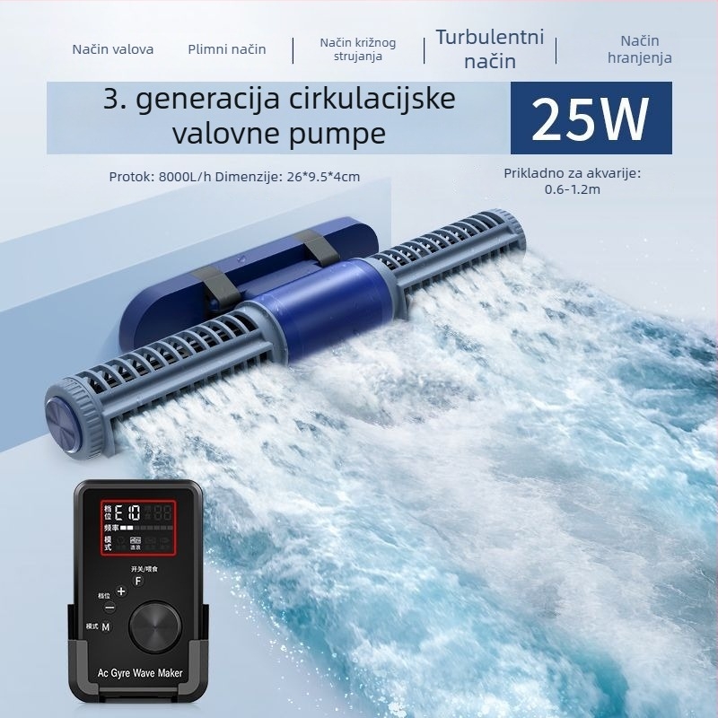 SQG Pumpa za cirkulaciju akvarija — izuzetno tiha, promjenjiva frekvencija, podvodni tvorac valova s križnim tokom