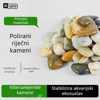 Dekoracija za akvarij s prirodnim kamenjem, Rain Flower kamenjem, šljunkom te sukulentnim biljkama u posudama