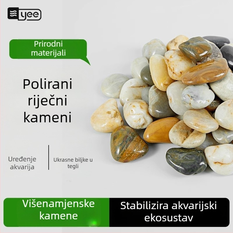 Dekoracija za akvarij s prirodnim kamenjem, Rain Flower kamenjem, šljunkom te sukulentnim biljkama u posudama