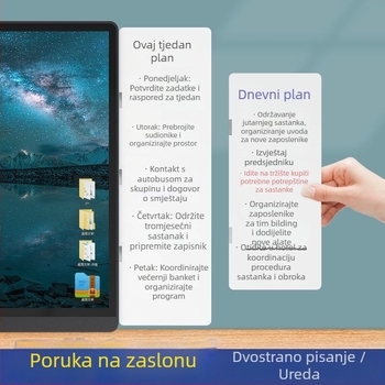Dvostrana magnetska bijela ploča za bočnu stranu monitora, s brisivim bilješkama