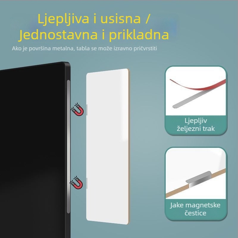 Dvostrana magnetska bijela ploča za bočnu stranu monitora, s brisivim bilješkama