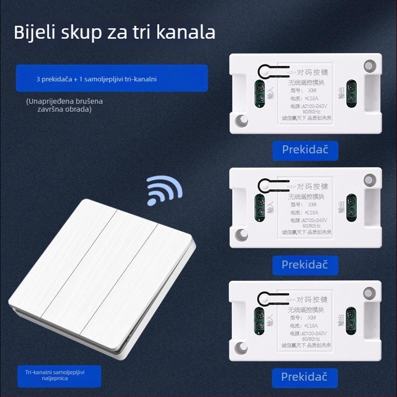 Bežični daljinski upravljivi zidni prekidač, 86-panel, 220V, za LED rasvjetu