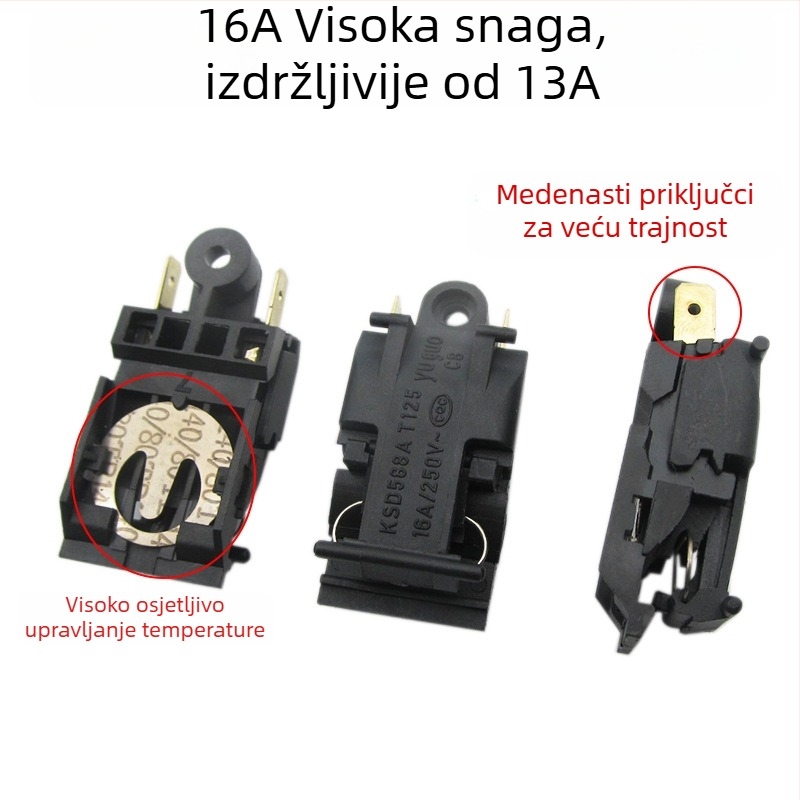 Prekidač kontrole temperature za električni čajnik - 30A, visoka snaga, bakreni kontakti, automatsko isključivanje, prekidač za paru