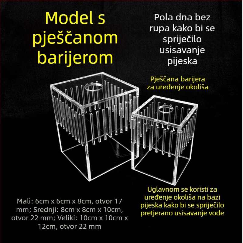 3-u-1 poklopac za akvarijsku pumpu, zaštita od usisavanja i kutija za blokiranje pijeska