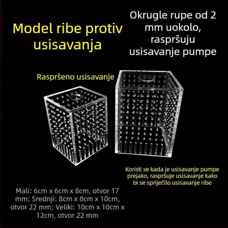 3-u-1 poklopac za akvarijsku pumpu, zaštita od usisavanja i kutija za blokiranje pijeska
