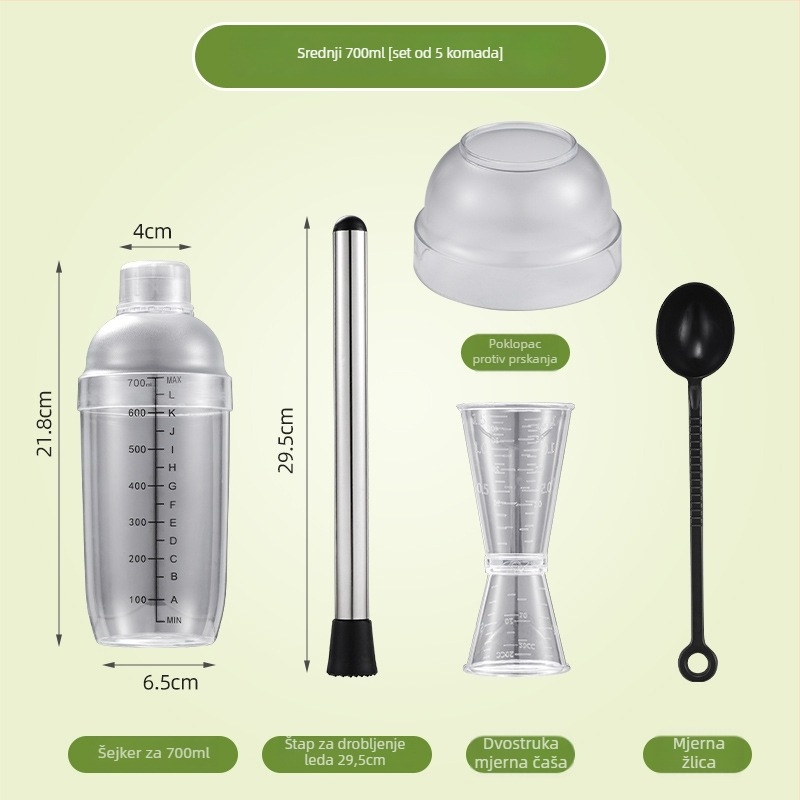Set za shaker napitke – 5 dijelova, PC materijal, moderni jednostavan stil, brend Live well.
