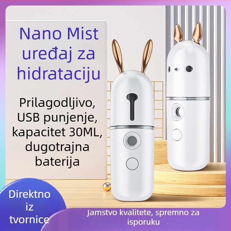 Nano Uređaj za Hidrataciju Lica — Prijenosni Hladni Sprej za Vlaženje, USB Ručni Čistač Lica, 1 Postavka, Ugrađena Baterija 100–300 mAh, Vlažna Maglica ≤10s, Pogodno za Suhe Oči