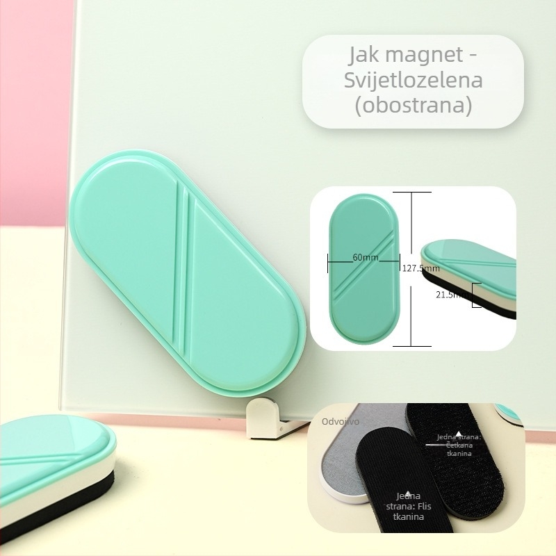 Magnetska gumica za staklenu ploču, stražnji dio od ekološkog plastika, površina ploče od baršunastog platna, jedno pakiranje