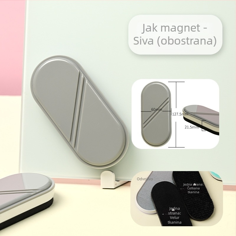 Magnetska gumica za staklenu ploču, stražnji dio od ekološkog plastika, površina ploče od baršunastog platna, jedno pakiranje