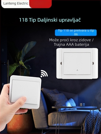 Bežični prekidač s dvostrukim upravljanjem za noćno svjetlo s ljepljivim panelom, 220V