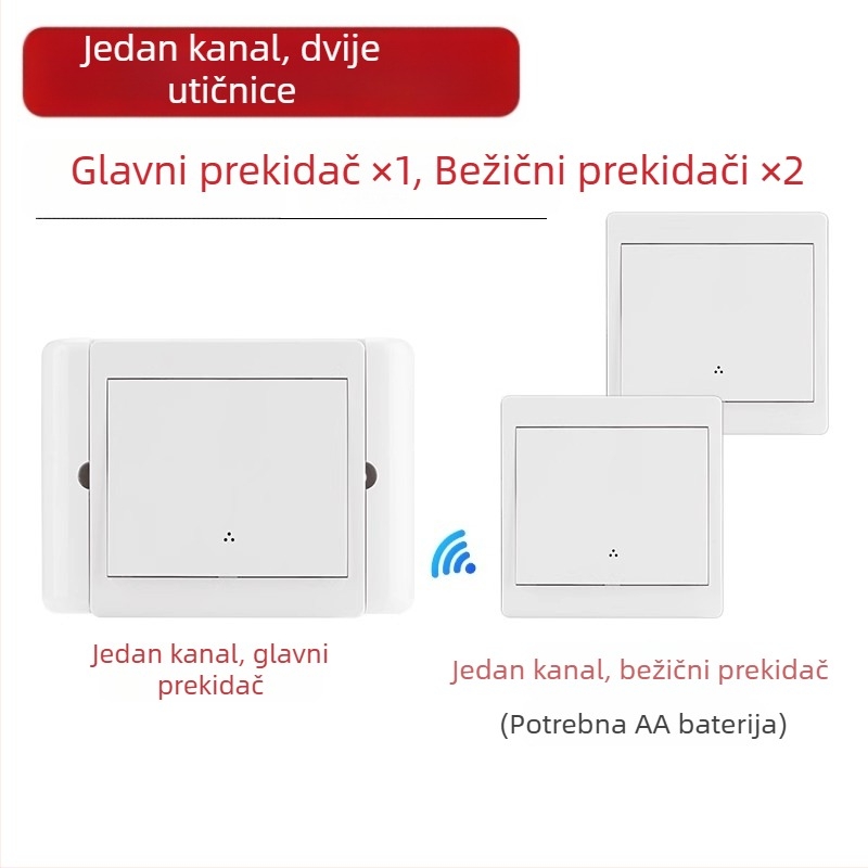 Bežični prekidač s dvostrukim upravljanjem za noćno svjetlo s ljepljivim panelom, 220V