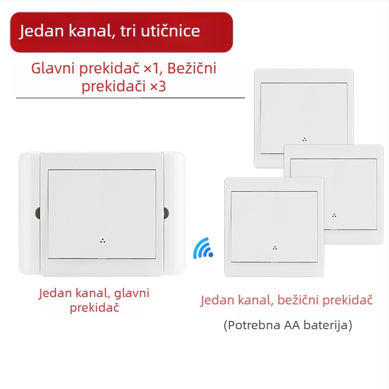 Bežični prekidač s dvostrukim upravljanjem za noćno svjetlo s ljepljivim panelom, 220V