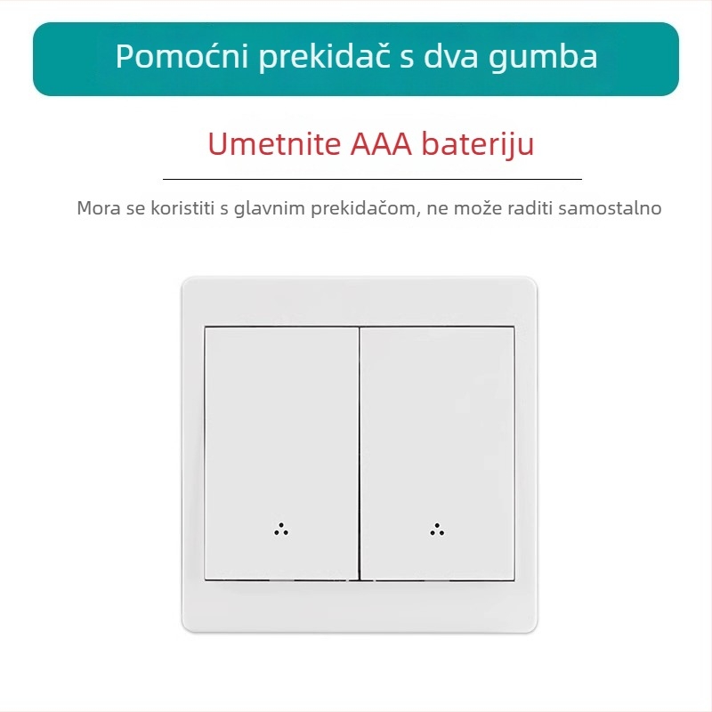 Bežični prekidač s dvostrukim upravljanjem za noćno svjetlo s ljepljivim panelom, 220V