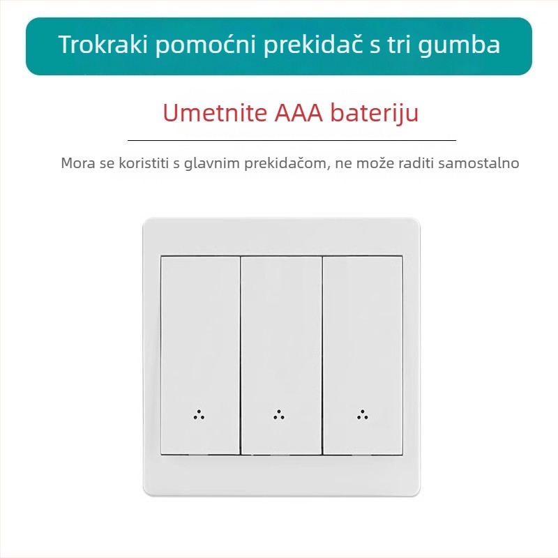 Bežični prekidač s dvostrukim upravljanjem za noćno svjetlo s ljepljivim panelom, 220V