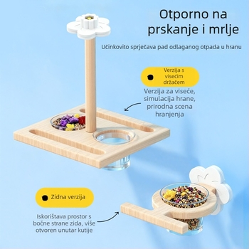 Stanička za hranjenje papiga na visećem stupu sa zaštitom od prskanja, fontana za piće, drvena, 91 komad, brenda 7o/qi oh, kompatibilno s akvarijem, bez automatskog hranjenja