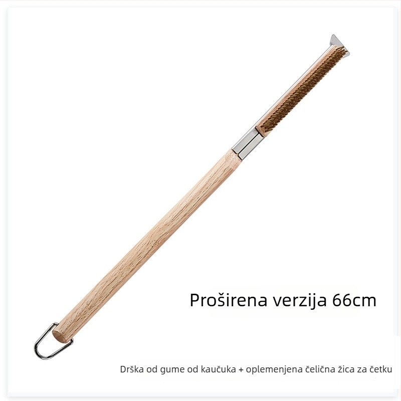 Četka za roštilj pizze s bakrenim žicom i drvenom drškom za čišćenje kamene peći
