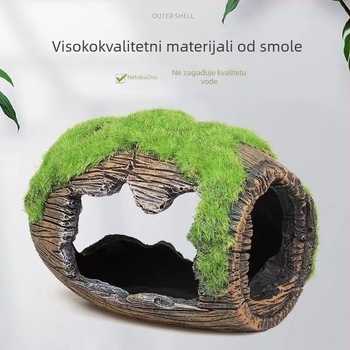 Dekoracija za akvarij od smole: kućica gljive s mahom za uređenje akvarija