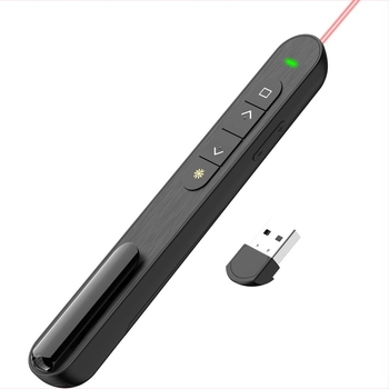 PPT pero za prebacivanje stranica, bežični USB 2.4G, laserski pokazivač 650 nm, domet lasera 200 m, napajanje AA baterijom