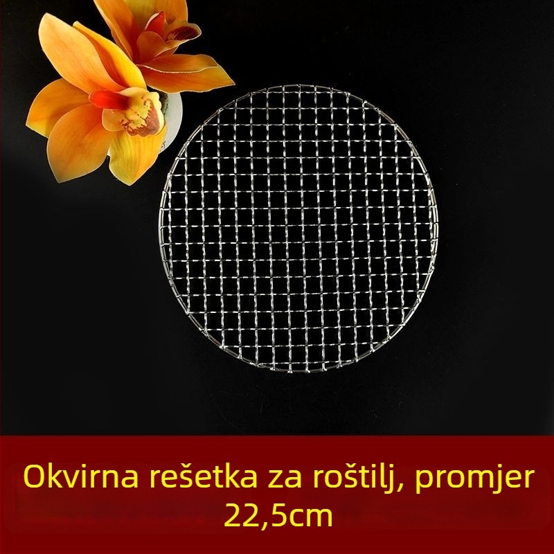 Okružna mreža za roštilj od nehrđajućeg čelika — poliranje, točkasta zavarivanja, težina 150 g, kutija 50 kom