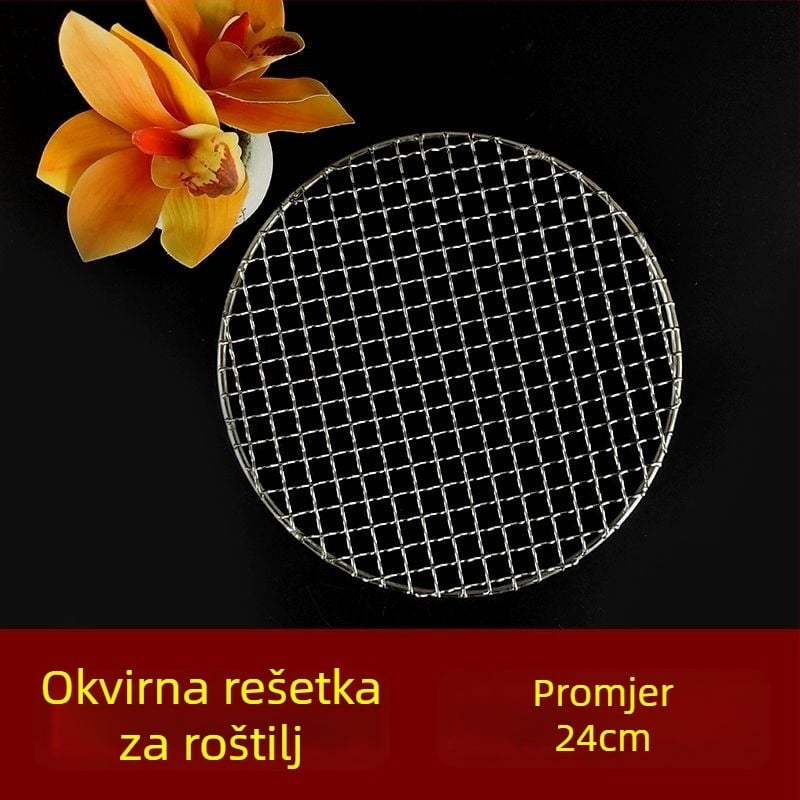 Okružna mreža za roštilj od nehrđajućeg čelika — poliranje, točkasta zavarivanja, težina 150 g, kutija 50 kom