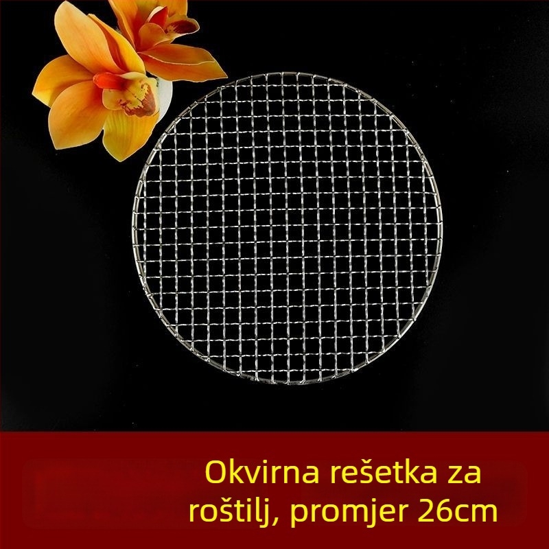 Okružna mreža za roštilj od nehrđajućeg čelika — poliranje, točkasta zavarivanja, težina 150 g, kutija 50 kom