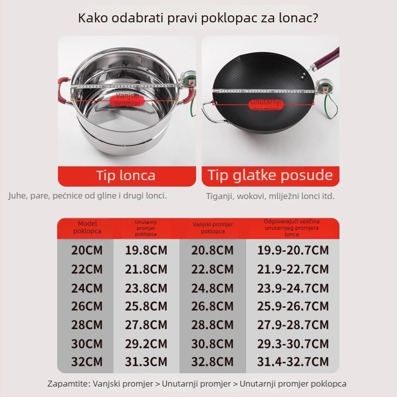 Univerzalni poklop za lonac - 304 nehrđajući čelik, Model g001, 1,6 kg, Badman, Moderna jednostavnost