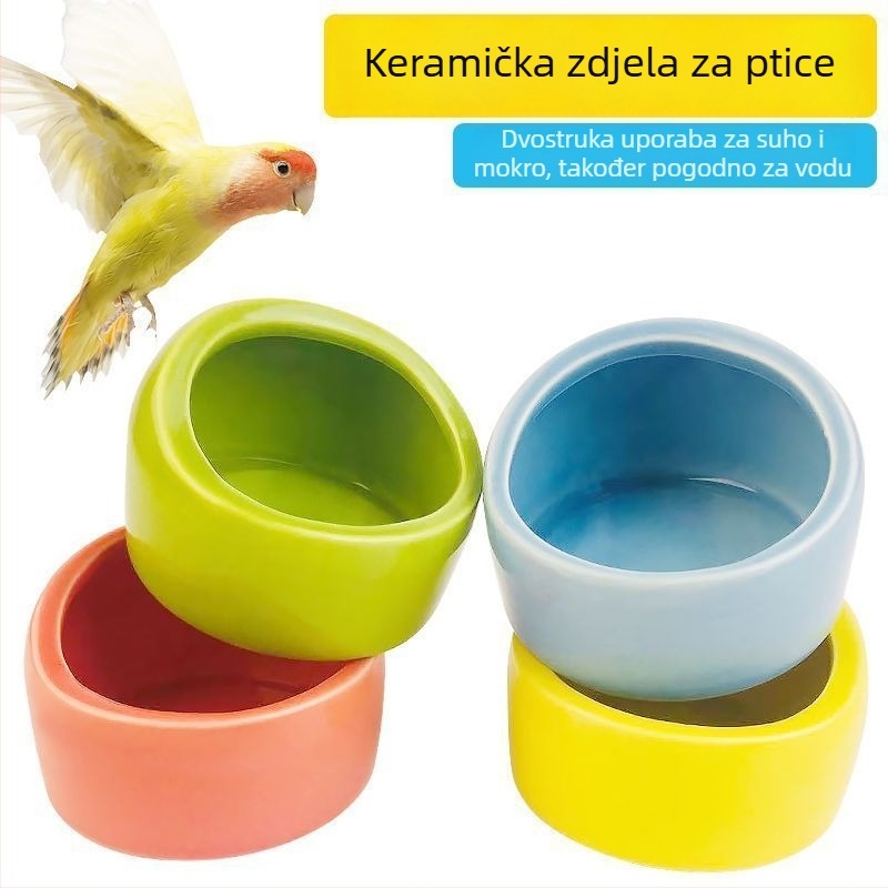 Papiga keramička posuda za vodu i posuda za hranu za kavez – Materijal: Drugo; Podrijetlo: Drugo; Pogodno za akvarij; Samo ručno hranjenje
