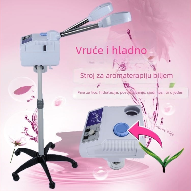 Biljni parni uređaj za lice s nano hidratacijom, topli/hladni sprej, 2 brzine, magla 11–30 s, bez baterije
