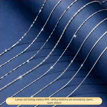 Ogrlica od 999 srebra, Križni lanac, Elektroplatiranje, Lagani luksuz