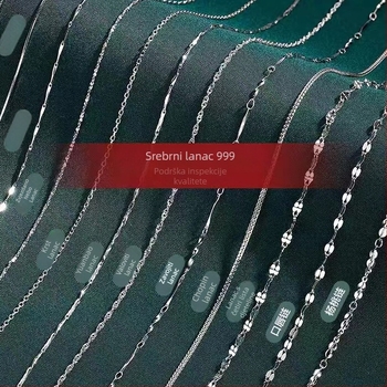 Ogrlica od 999 srebra, Križni lanac, Elektroplatiranje, Lagani luksuz