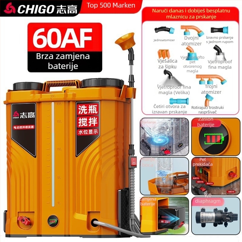 Električni miješajući raspršivač u bočici, ručni nositelj s litijskom baterijom za poljoprivredu, visokotlačni raspršivač pesticida - Materijal: Drugo; Tip: Zadani predmet; Marka: Drugo; Primjenjivi scenariji: Drugi; Uvoz: Ne