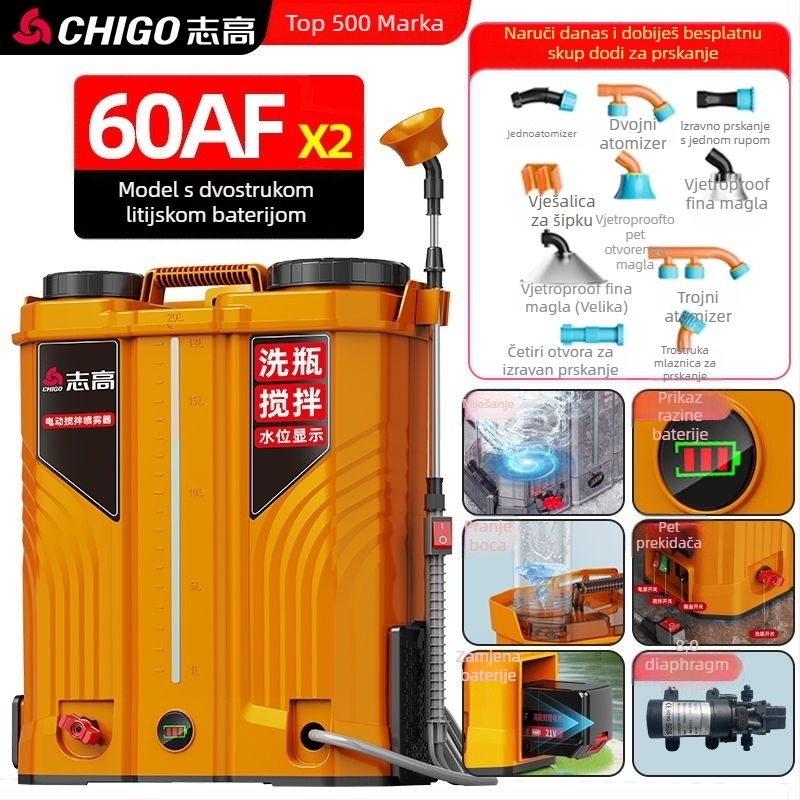 Električni miješajući raspršivač u bočici, ručni nositelj s litijskom baterijom za poljoprivredu, visokotlačni raspršivač pesticida - Materijal: Drugo; Tip: Zadani predmet; Marka: Drugo; Primjenjivi scenariji: Drugi; Uvoz: Ne