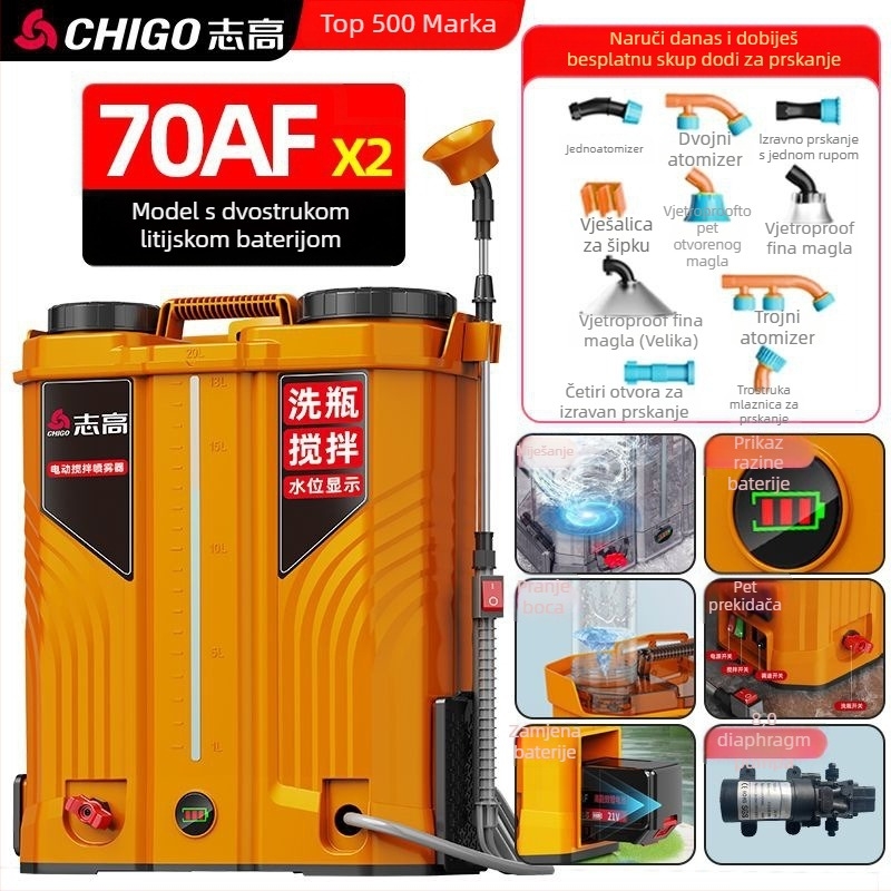 Električni miješajući raspršivač u bočici, ručni nositelj s litijskom baterijom za poljoprivredu, visokotlačni raspršivač pesticida - Materijal: Drugo; Tip: Zadani predmet; Marka: Drugo; Primjenjivi scenariji: Drugi; Uvoz: Ne