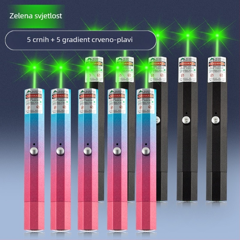 USB punjivi laserski pokazivač s metalnim kućištem, laser s dvije valne duljine, ispis logotipa i opcija privatne marke