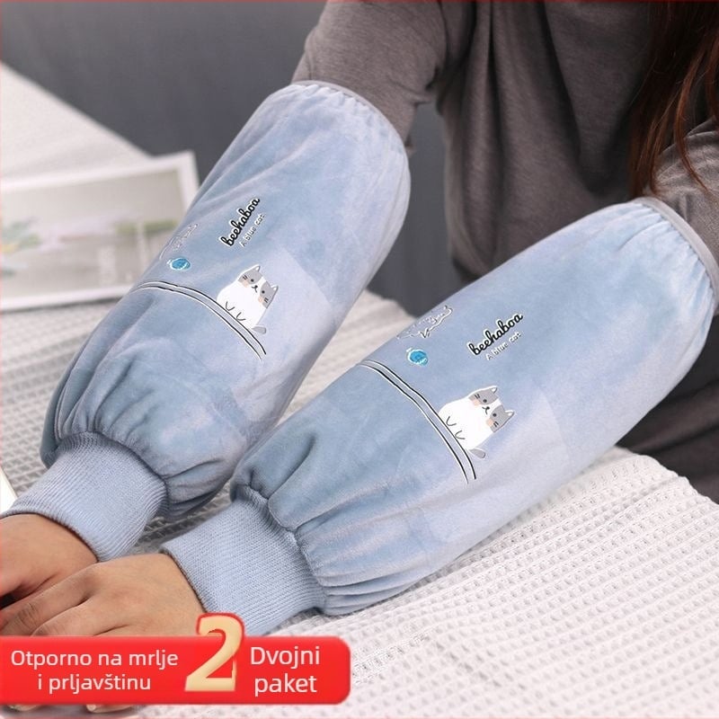 Dugi plišani zaštitni rukavci za odrasle – unisex, crtani uzorak, čuvaju toplinu, jesen-zima