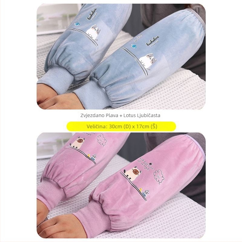 Dugi plišani zaštitni rukavci za odrasle – unisex, crtani uzorak, čuvaju toplinu, jesen-zima