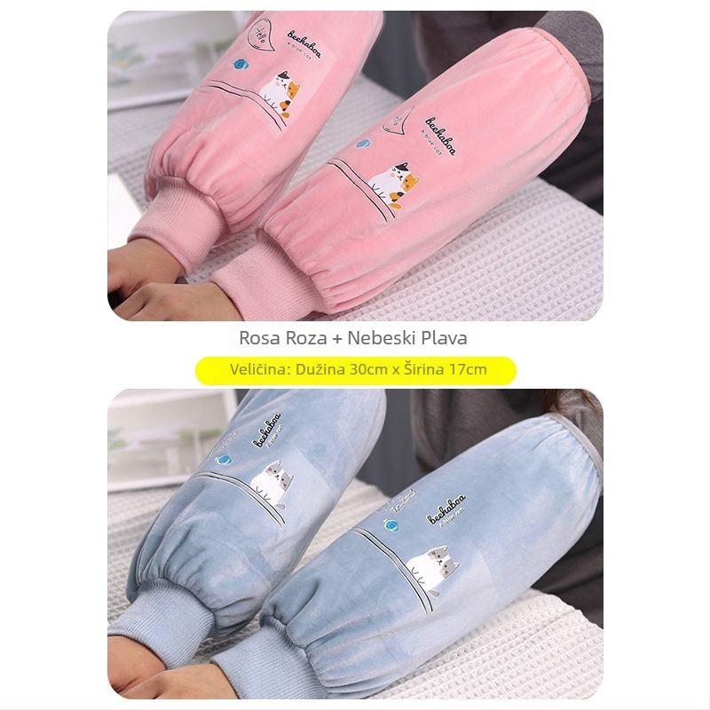 Dugi plišani zaštitni rukavci za odrasle – unisex, crtani uzorak, čuvaju toplinu, jesen-zima