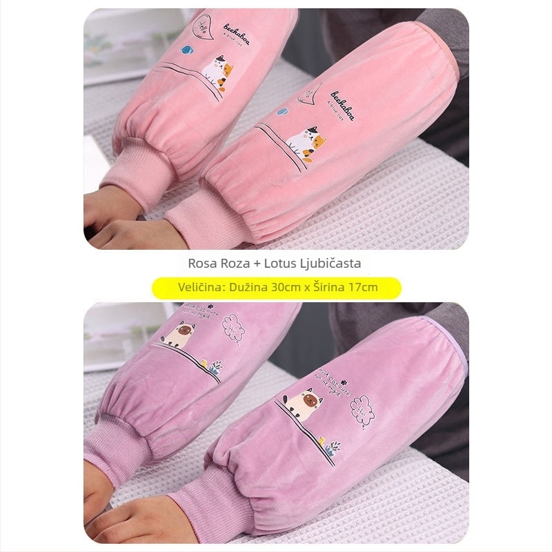 Dugi plišani zaštitni rukavci za odrasle – unisex, crtani uzorak, čuvaju toplinu, jesen-zima