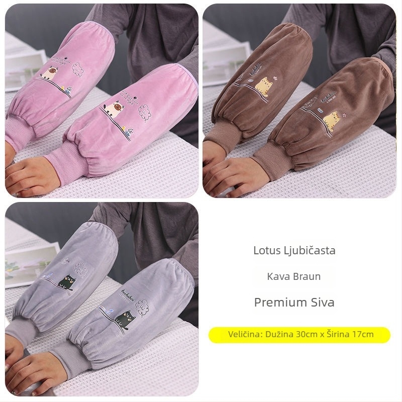 Dugi plišani zaštitni rukavci za odrasle – unisex, crtani uzorak, čuvaju toplinu, jesen-zima