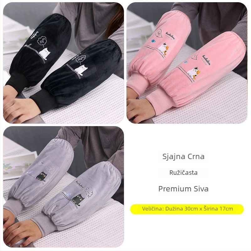 Dugi plišani zaštitni rukavci za odrasle – unisex, crtani uzorak, čuvaju toplinu, jesen-zima