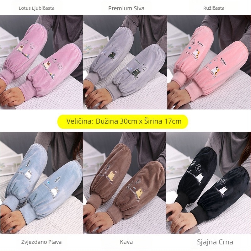 Dugi plišani zaštitni rukavci za odrasle – unisex, crtani uzorak, čuvaju toplinu, jesen-zima