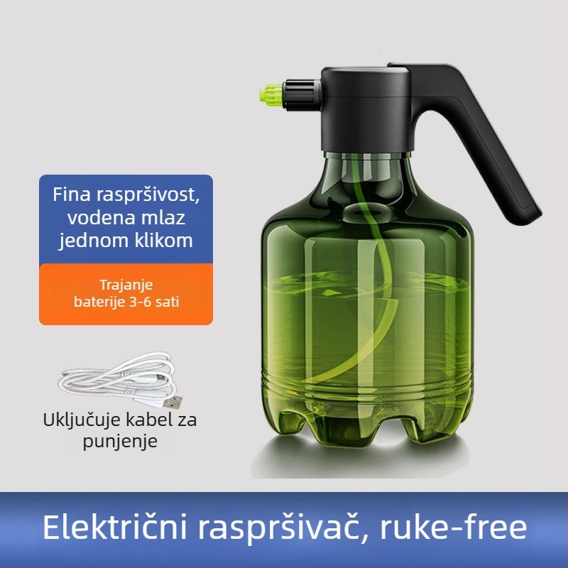 Tribute plastična električna posuda za zalijevanje s prilagodljivom mlaznicom, raspršivanje za unutarnje dezinfekcije