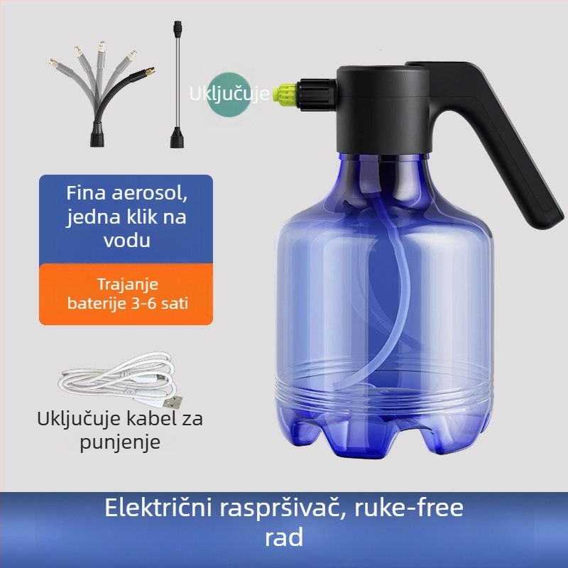 Tribute plastična električna posuda za zalijevanje s prilagodljivom mlaznicom, raspršivanje za unutarnje dezinfekcije