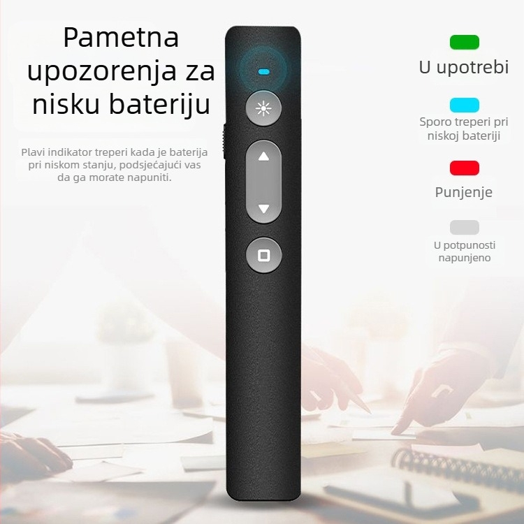 Pero za prebacivanje stranica s laserskim pokazivačem, punjivo, daljinsko upravljanje, PC tijelo, za poslovne prezentacije